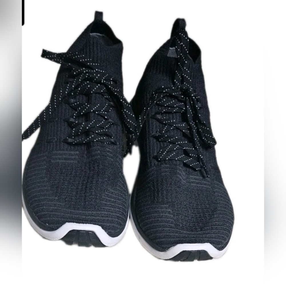 Women's Navy Knit Athletic Sneakers - Lace-Up Comfort - Picture 2 of 7